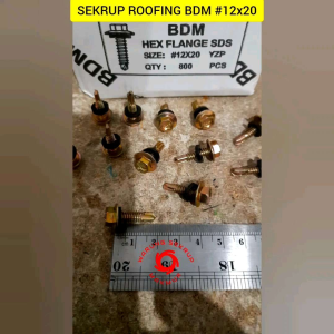 (50 pcs) Sekrup Roofing Kuning #12x20 / Baut Baja Ringan 2CM