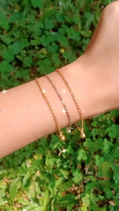 gelang tangan Nori kecil 1bel/ gelang perak asli silver 925 lapis emas/ gelang fashion wanita import