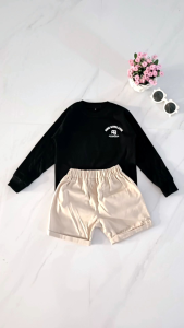 BAJU KAOS ANAK LAKI LAKI LENGAN PANJANG MOTIF DEPAN BELAKANG USIA 1-12 TAHUN WARNA HITAM