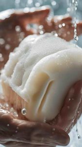 ถุงตาข่ายตีฟองสบู่ เชือกขาวมุก 100 ใบ เกรด AAA งานไทยตาข่ายเนื้อหนาพรีเมี่ยม ถุงใส่สบู่ ถูกสุดๆ !! 🏅ถุงตาข่ายตีฟอง ไซส์ M 10x12 cm.