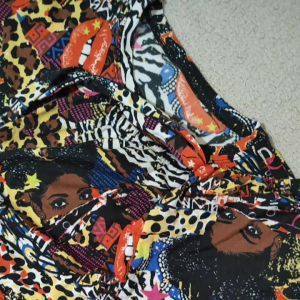 Colorful printed shorts and shirt set with zebra leopard stars lips and abstract patterns.