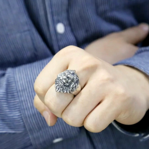 Cincin Elegan Desain Kepala Harimau Jantan (Adjustable)