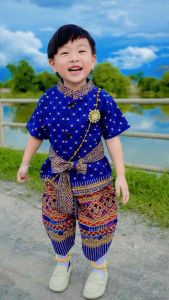 ชุดไทยเด็ก ใส่ทำบุญ แถมคาดเอว 🌈หล่อมาก🌈มาใหม่