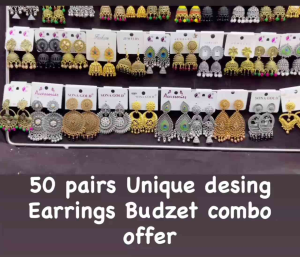 50 pieces jumkha offer earrings gold silver jhumka design with colorful accents
