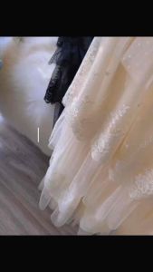 KIMกระโปรงยาว แต่งมุ้งเชิง เอวสม็อก 26-40" สะโพก48"