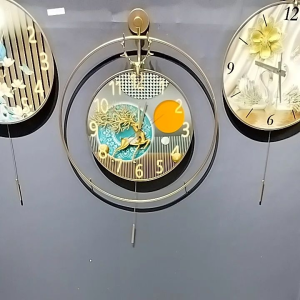 Jam Dinding Aesthetic Mewah Besar Bulat Nordic Pedulum Modern