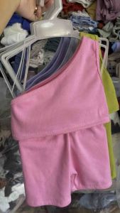 COD | ONE SHOULDER STRAP BABY COTTON RIBBED KNITTED TOP AND SHORTS SUMMER COORDS TERNO (1-3 yrs old)