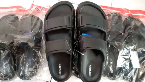 Sandal Slop Karet Pria Slide Hitam Irsoe