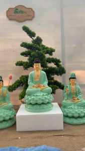 [HCM]Bộ 3 Tây Phương Tam Thánh 30cm đế tròn 17cm composite | Tượng Phật Hoa Tiên