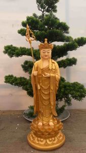 Tượng phật địa tạng đứng 38cm và ngồi 30cm vàng không đỏ | Tượng Phật Hoa Tiên