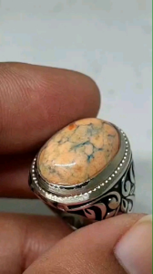 Cincin Nevada orange urat hitam turquoise / cincin batu akik murah