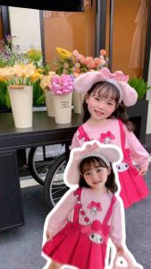 🌈 เดรสเด็กผู้หญิงลายเมโลดี้🦄🐞สีชมพู ♥️ สีสันสดใส 🎁