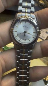 Đồng hồ nữ hiệu  Capitano Marino Quartz size 27mm lịch lộc mặt hai lòng demi vàng dây thép không gỉ khóa zin chuẩn hãng dài 17cm chống nước tiêu chuẩn