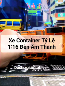 Đồ chơi xe tải bánh cao su container lớn chở hàng cho bé trai nhạc đèn hộp cao cấp
