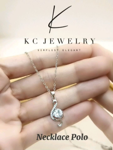 KC Jewelry S925 Silver White Gold Plated Diamond Treble Clef Pendant Music