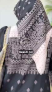 Denada set hijab gamis rayon motif terbaru gamis busui resleting depan gamis Lebaran gamis kondangan gamis mewah