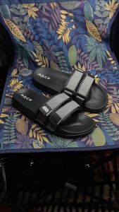 Sandal Slop Webbing Strap Abu 39 -43 Sol Non Slip Empuk Lentur Kekinian - Sendal Slip On Kasual Keren Adch x Adecyah