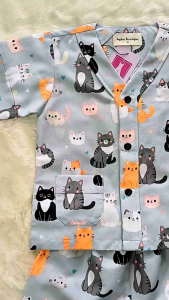 Aghni Boutique Baju Tidur Piyama Anak Perempuan Bahan Katun Tanpa Kerah