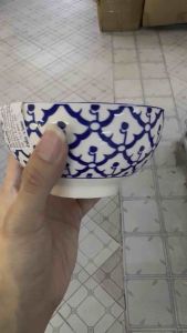 (1ชุดได้2ใบ มีคลิปรีวิว) ถ้วย ถ้วยใส่ข้าว ถ้วยใส่อาหาร ถ้วยใส่กับข้าว เซรามิก ลายเบญจรงค์ สีน้ำเงินขาว ขอบน้ำเงิน ขนาด4.7“ ไซส์มาตรฐาน สินค้าพร้อมจัดส่ง (1156141212)