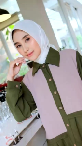 Tania Maxi Dress Gamis Cringkel Airflow Kekikinian Mewah / Gamis Kombinasi Full Kancing Terbaru