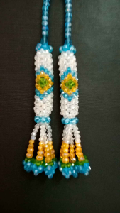 พวงมาลัยคริสตัลแขวนหน้ารถยนต์สีฟ้าอุบะ5ชาย