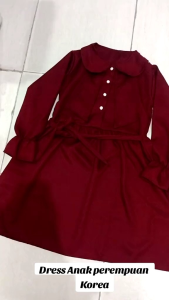 Dress Anak Natal Warna Merah Maroon Qiara710 Gaun Pesta Anak Kasual Lengan Panjang