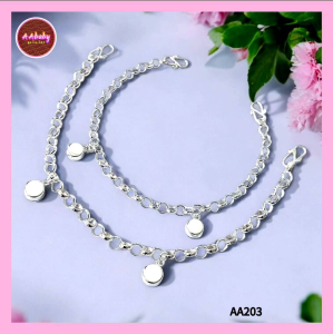 🌈AAbaby Galleries AA203 Original Baby Silver Anklet Bracelet 2 Drum Bells (Rantai Kaki/Tangan/Gelang Kanak)