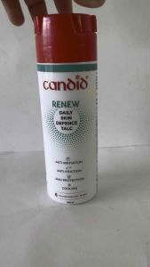 แป้งคาลาไมน์/ ลดผดผื่น/ ลดการระคายเคือง/ Candid Renew Daily Skin Defence Talcum Powder/ 1 ขวด 100 g