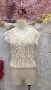 Áo Len Lưới Màu Kem Loang 2 hand -Size S (A110)