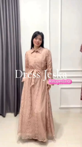 Fashion Dress Pesta Lengan Balon Maxy Dress Brukat Jeska Gaun Kondangan Simple Dan Elegant Busui