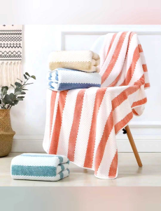 ผ้าเช็ดตัวขนเป็ด ลายริ้วรังผึ้ง 👍👍งานไฮเอน👍👍 ขนาด 70×140cm | ผ้าหนานุ่ม เนื้อผ้าเนียน ละเอียดนุ่ม ซับน้ำเร็ว ผ้าไม่เป็นขุย สีไม่ตก