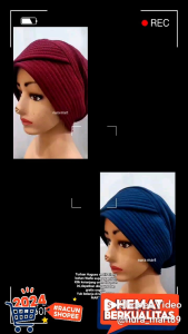 Ciput Turban Instan Motif Silang Bahan Wafle Anti Brudul