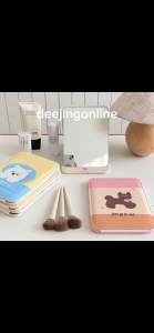 กระจก ปกหนังpu พรีเมี่ยม กระจกแต่งหน้า ตั้งโต๊ะ พกได้ พับได้ ลายน่ารัก สีสวยละมุน สไตล์เกาหลี 15x20ซม. พร้อมส่งจากไทย