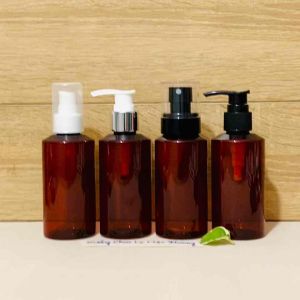 Chai lọ nhựa 150ml màu NÂU Vai Xéo -Vòi nhấn cao cấp đủ loại/Đen-Trắng-Khóa Vàng-Nắp Bật