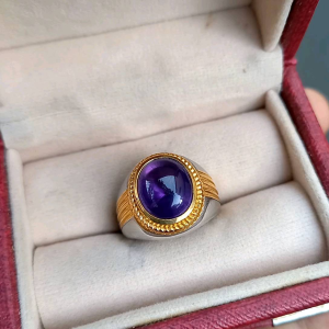 Cincin Batu Kecubung Ungu Minimalis