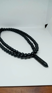 kalung tasbih kayu kelor hitam original h416