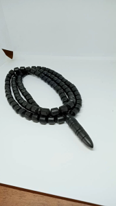 kalung tasbih kayu kelor hitam motif marjan h413