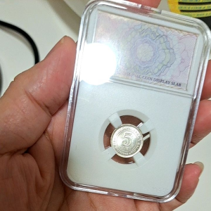 1943 Malaya King George VI 5 Cents Silver Coin UNC With Slab Holder Coin Collection Collectible