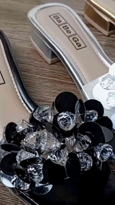 Sandal Teplek/Flat Wanita Mika Diamond Hak 3Cm Size 36-41| Lababega Shoes 012