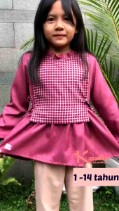Setelan Anak Perempuan Terbaru 1-14 Tahun: Kemeja Blus & Celana Panjang Bahan Muslim
