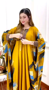 NEW KAFTAN RENDA - GAMIS MOTIF LUKIS KOMBINASI RENDA PREMIUM