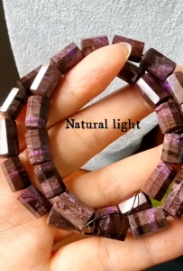 SG Local Eunegems South Africa Faceted Sirong Purple Sugilite Bracelet Certificated High Grade 南非刻面桶珠天然咖皮丝绒苏纪石高品配证书
