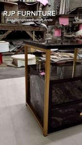 RJP FURNITURE Meja Nakas FULL HPL Samping Sudut Ruang Tamu Kamar Tidur Minimalis Kaki Besi - Elena Versi 2