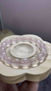 Rose Quartz barrel bracelet 10mm 16cm