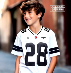 TORQWEFIT Jersey streetwear Number anak cewe cowo usia 4 sampe 13 tahun kaos oversize motip Number 23/22/28/00/86/912/39/ Baju Vintage Retro Bloccor Boxy fit NFL Olahraga Sport sehari juga bisa