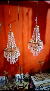 lampu kristal gantung kap lampu hias kristal plafon penerangan langit-langit dekorasi wedding