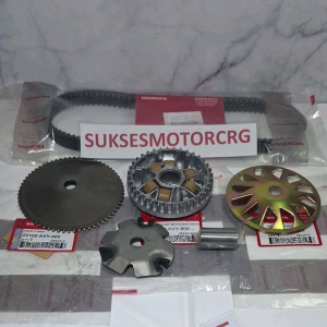 Paketan Kvy 4Item Vanbelt Plus Rumah Roller Assy Kipas Roller dan Gigi Stater Motor Beat Karbu Scopy