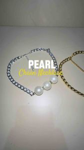 Dakota Big Pearl Chain Necklace Kalung Tiga Mutiara Jumbo Rantai Besar