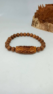 gelang kayu kelor emas original ukir bunga h337
