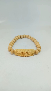 gelang kayu kemuning gading ukir bunga berkualitas h334